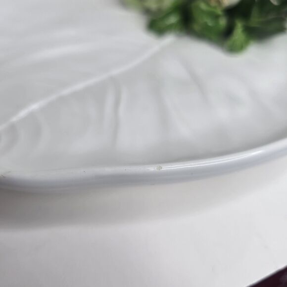 VTG White Leaf Plate Dish W/ 3D Vegetables Italy Cauliflower Artichoke - Picture 14 of 16